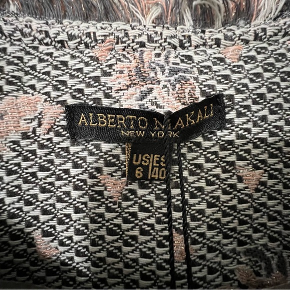 Alberto Makali Floral Metallic Jacquard Print Open Coat 6 - Picture 3 of 13